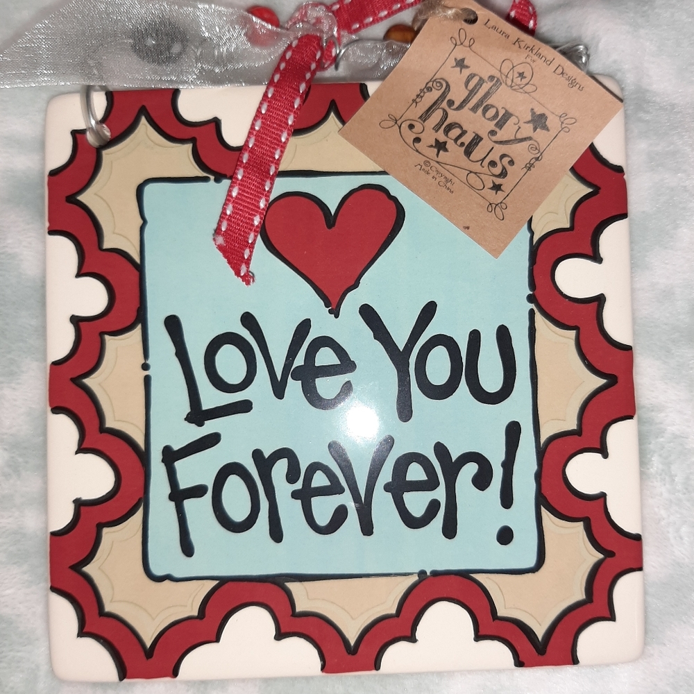 NWT Glory Haus "Love You" Ceramic Tile Decoration